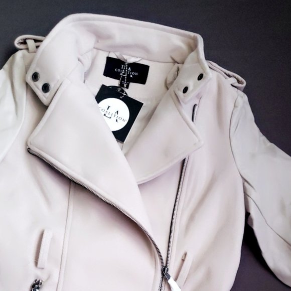 Cream Leather Vegan Jacket - Picture 2 of 4